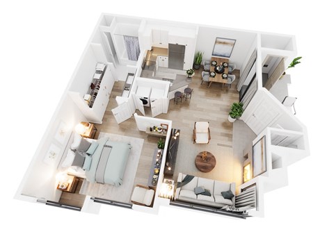 Floor plan for 1 bed, 1 bath, 868 sqft